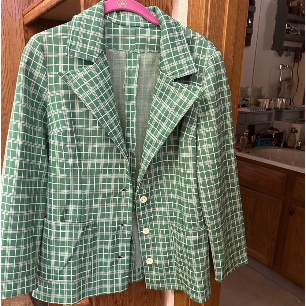 Women’s vintage blazer. Green and white. Rarely worn.